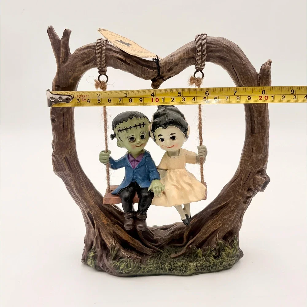 Sweet Street Frankenstein and Bride Halloween Monster Couple Heart Tree Swing